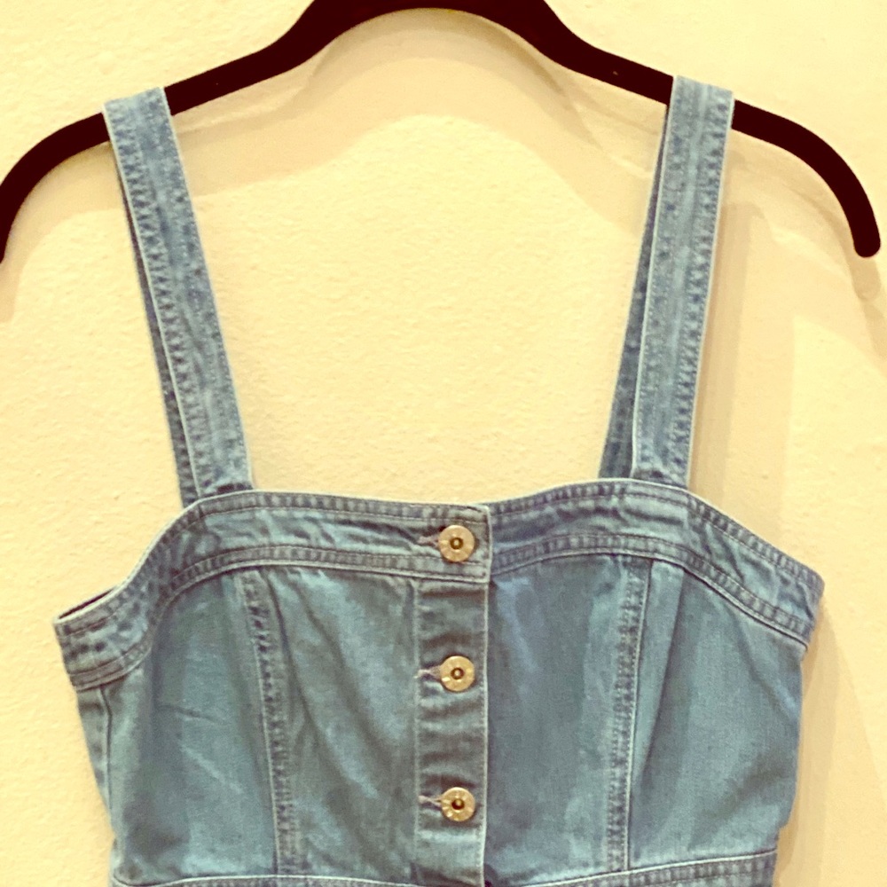 Overall, Button Front Denim Dress